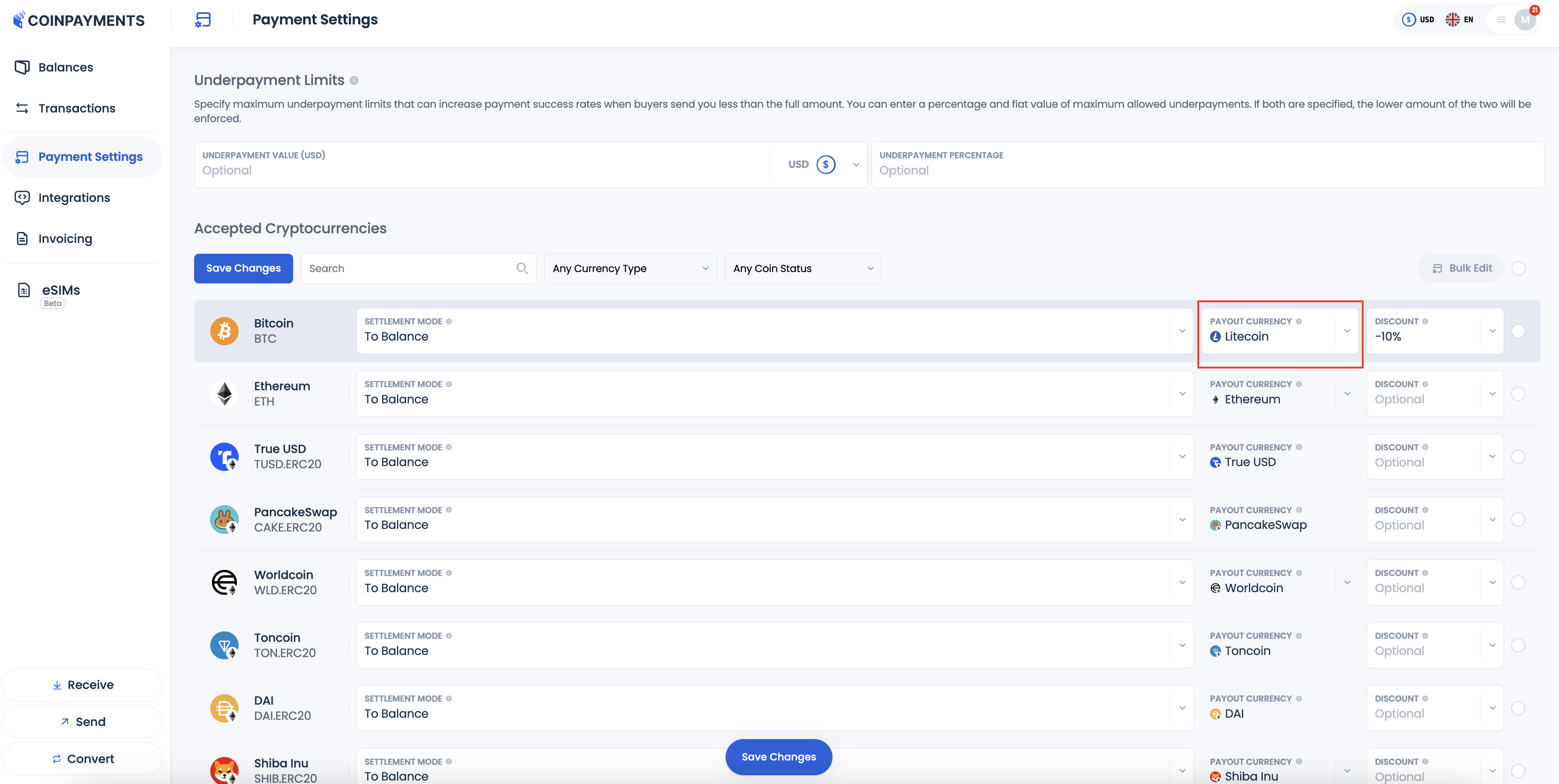 Payout Conversion