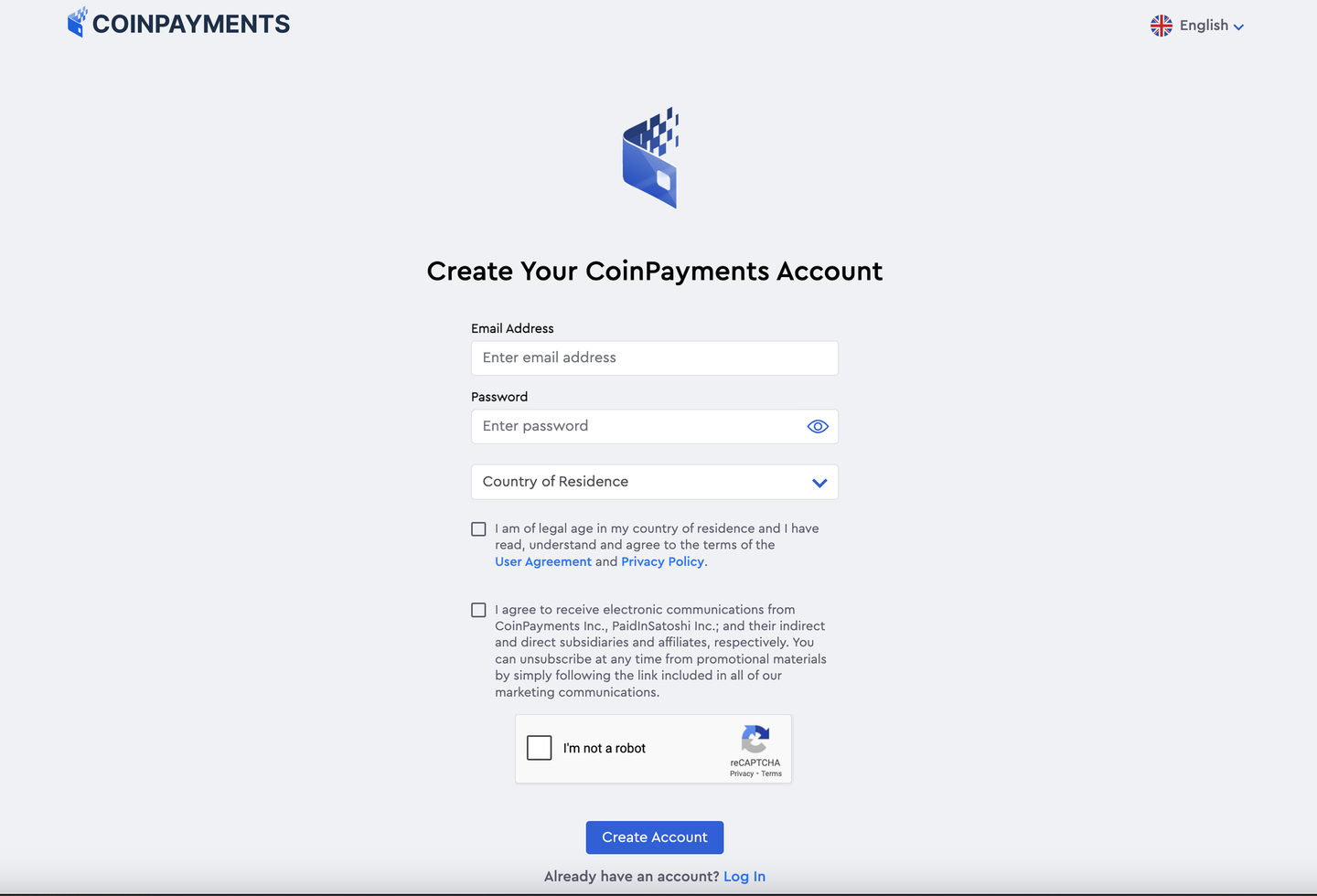 CoinPayments Registration