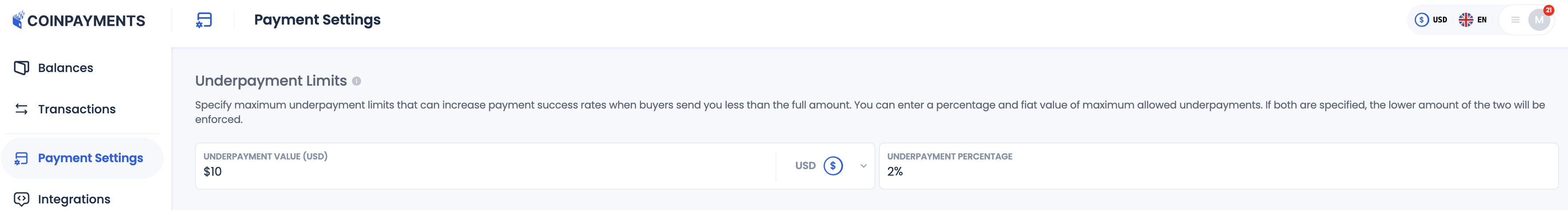 Underpayment Fields