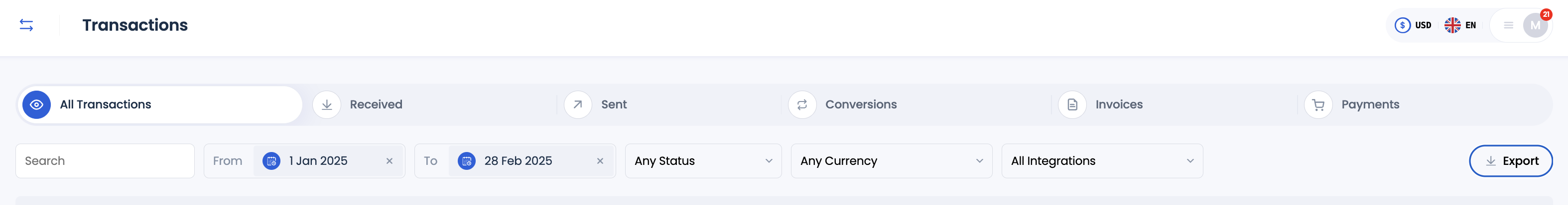 Filter Transactions