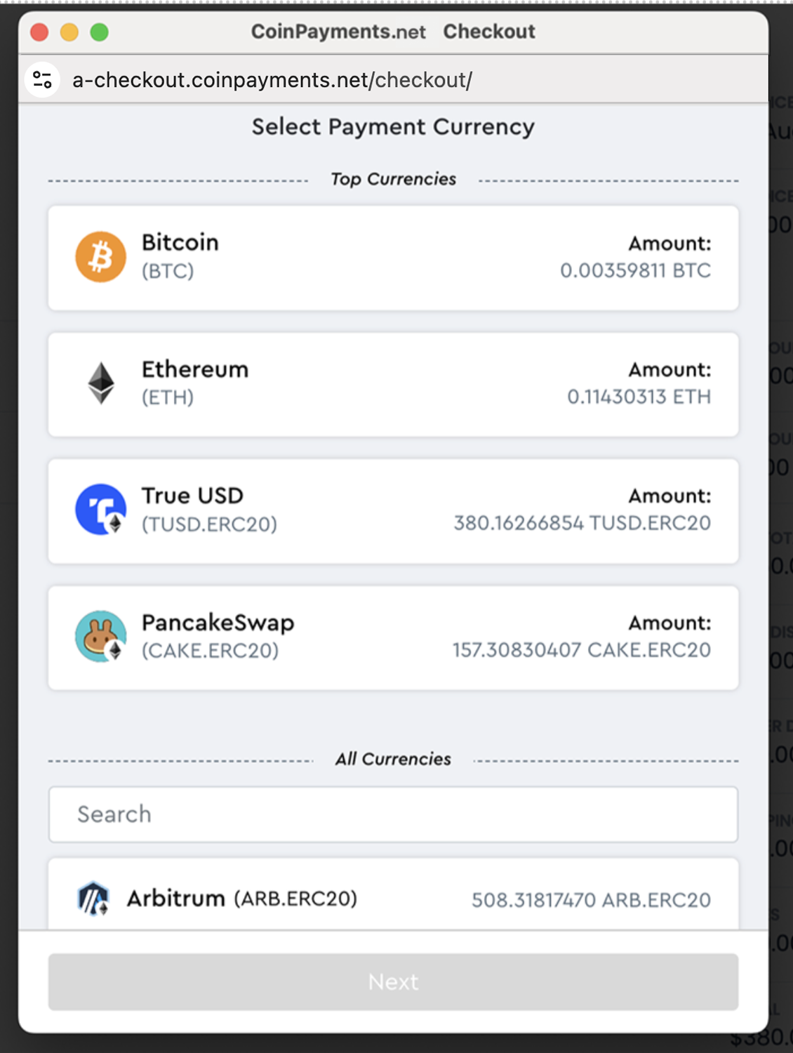 Checkout Currency