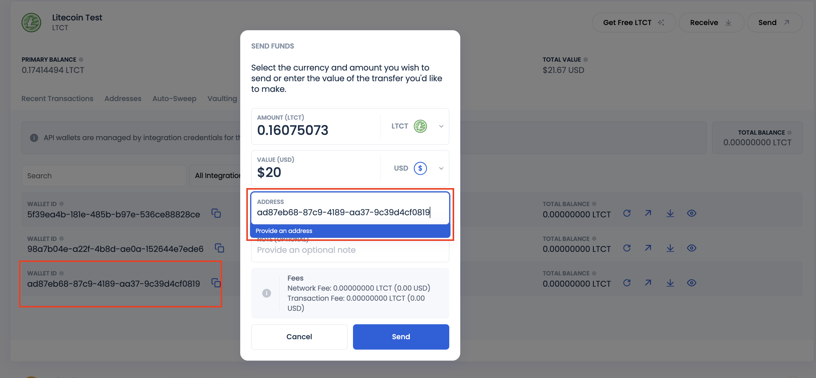 API Wallet Confirm