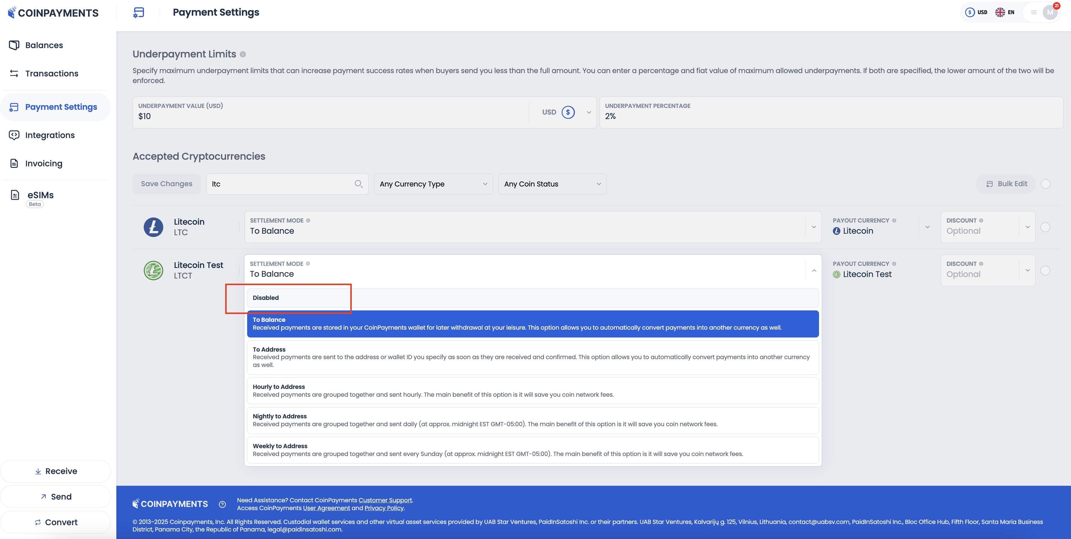LTCT Disable