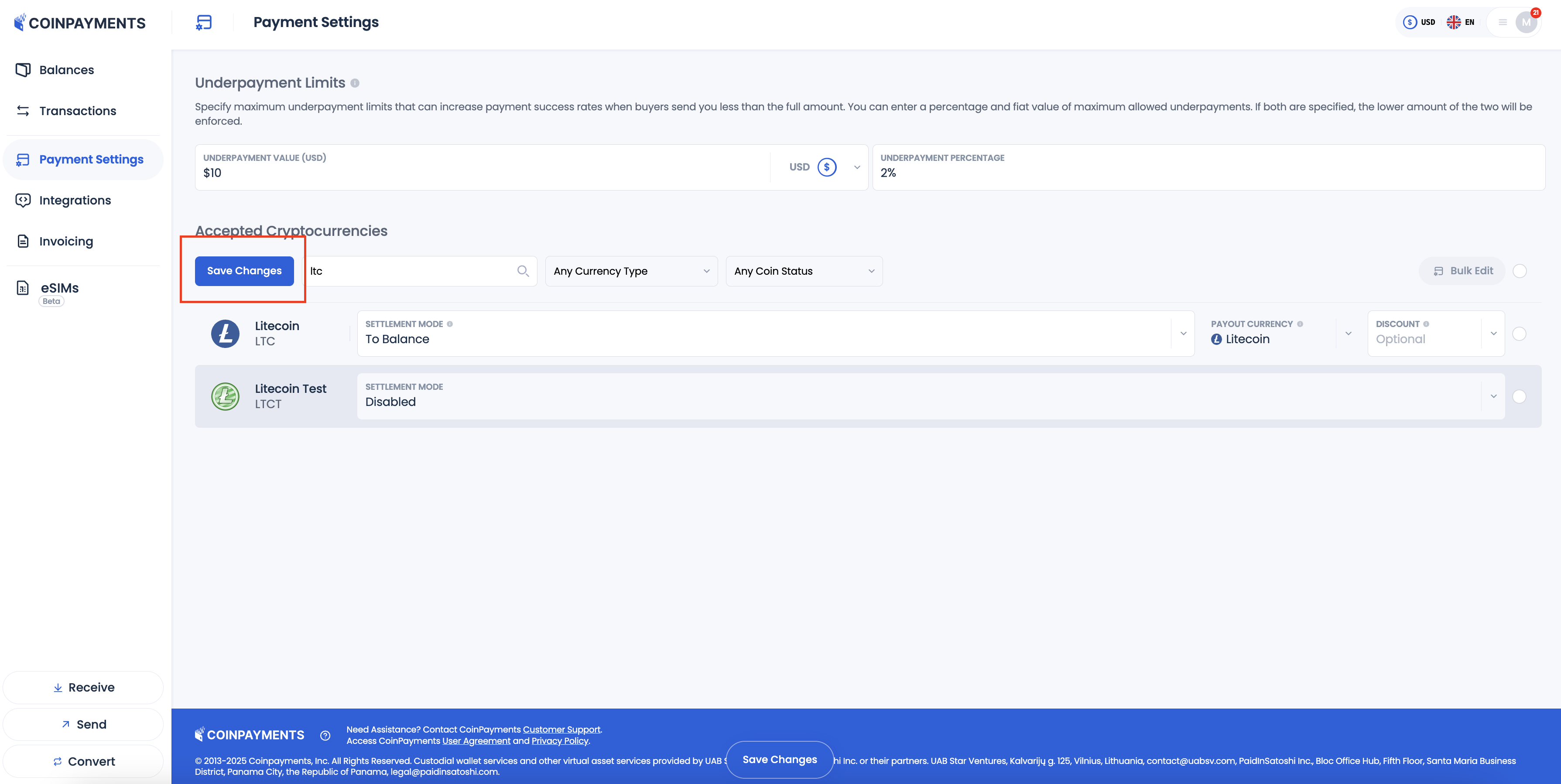 LTCT Disable Save