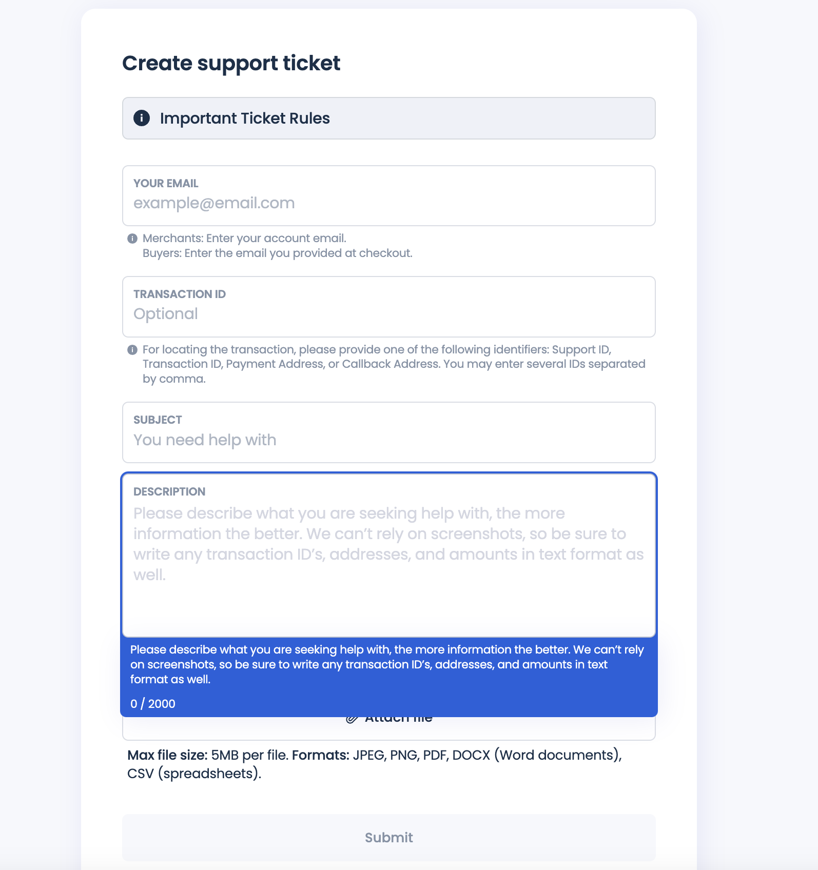 Support Fields